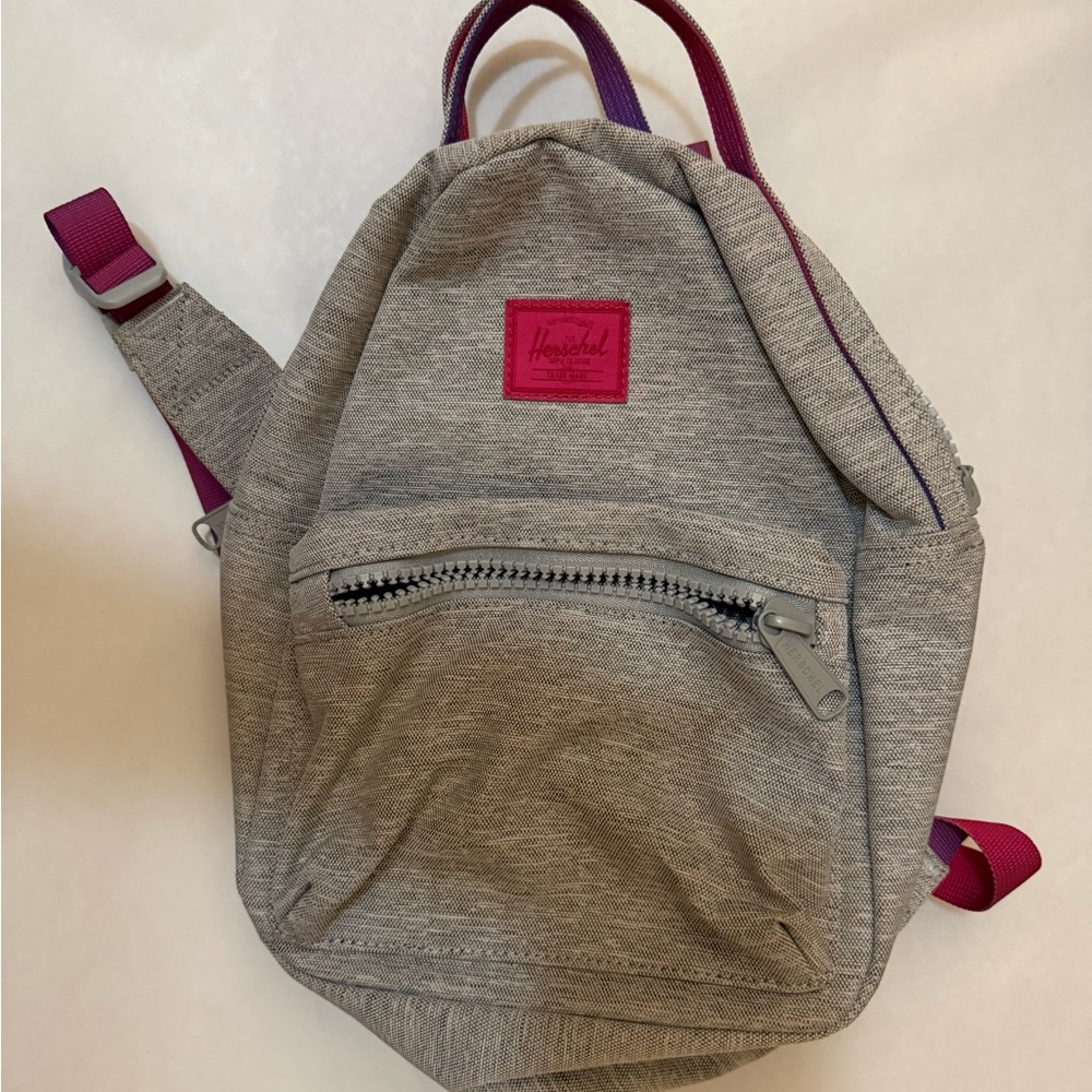 Gray Mini Backpack with Pink Accents